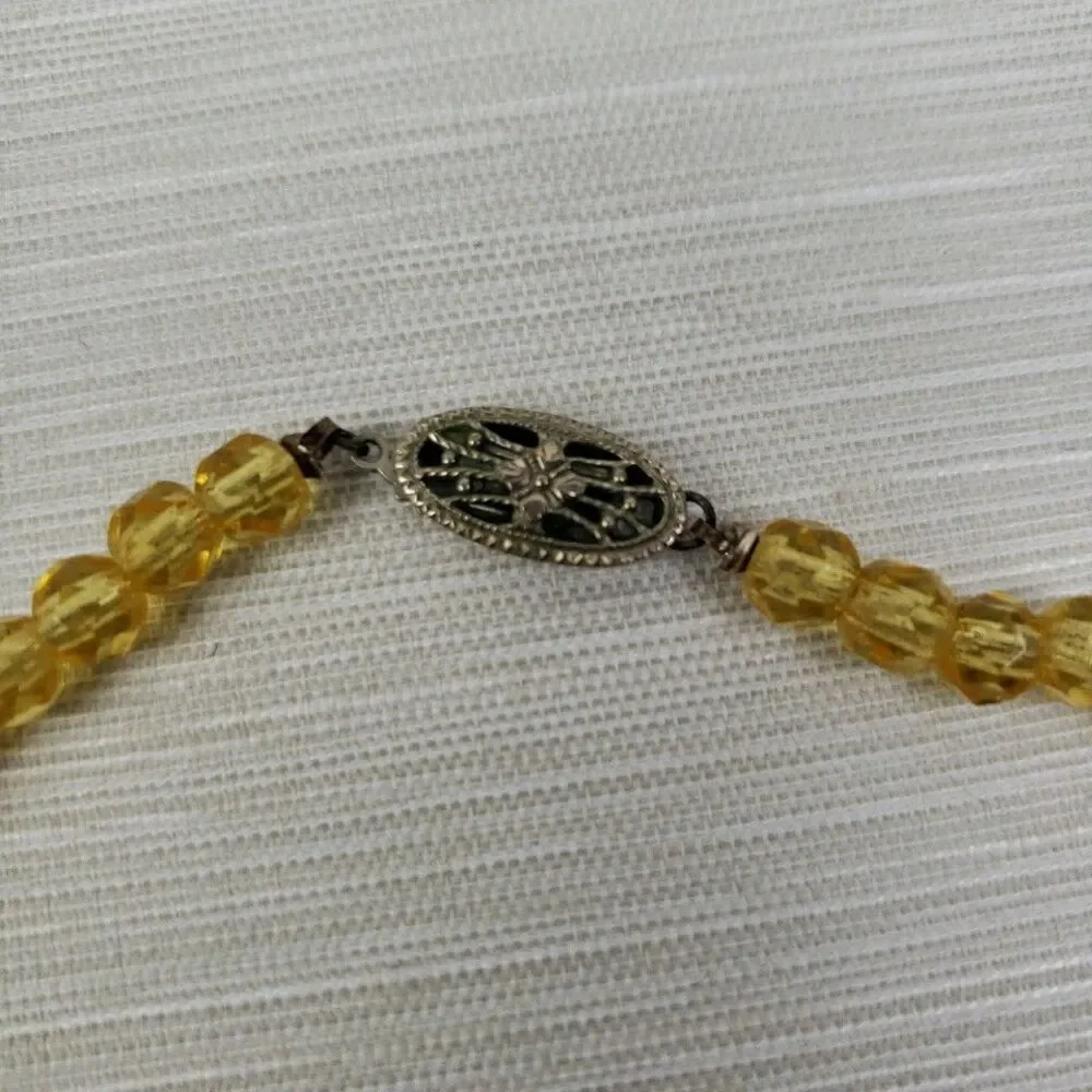 VTG Canary Yellow Faceted Graduated Glass Bead 13.5